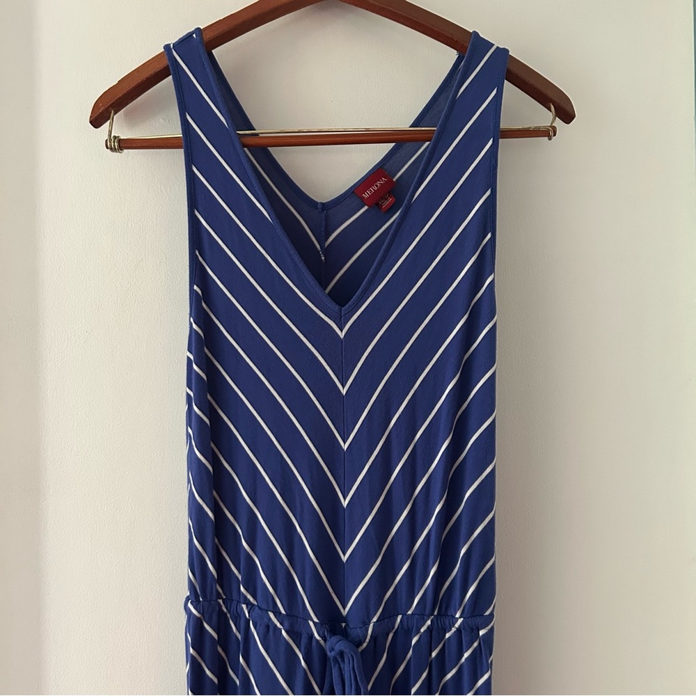 Merona Maxi Dress Royal Blue and White Stripe Size XS Form Fitting Bodycon Sexy
